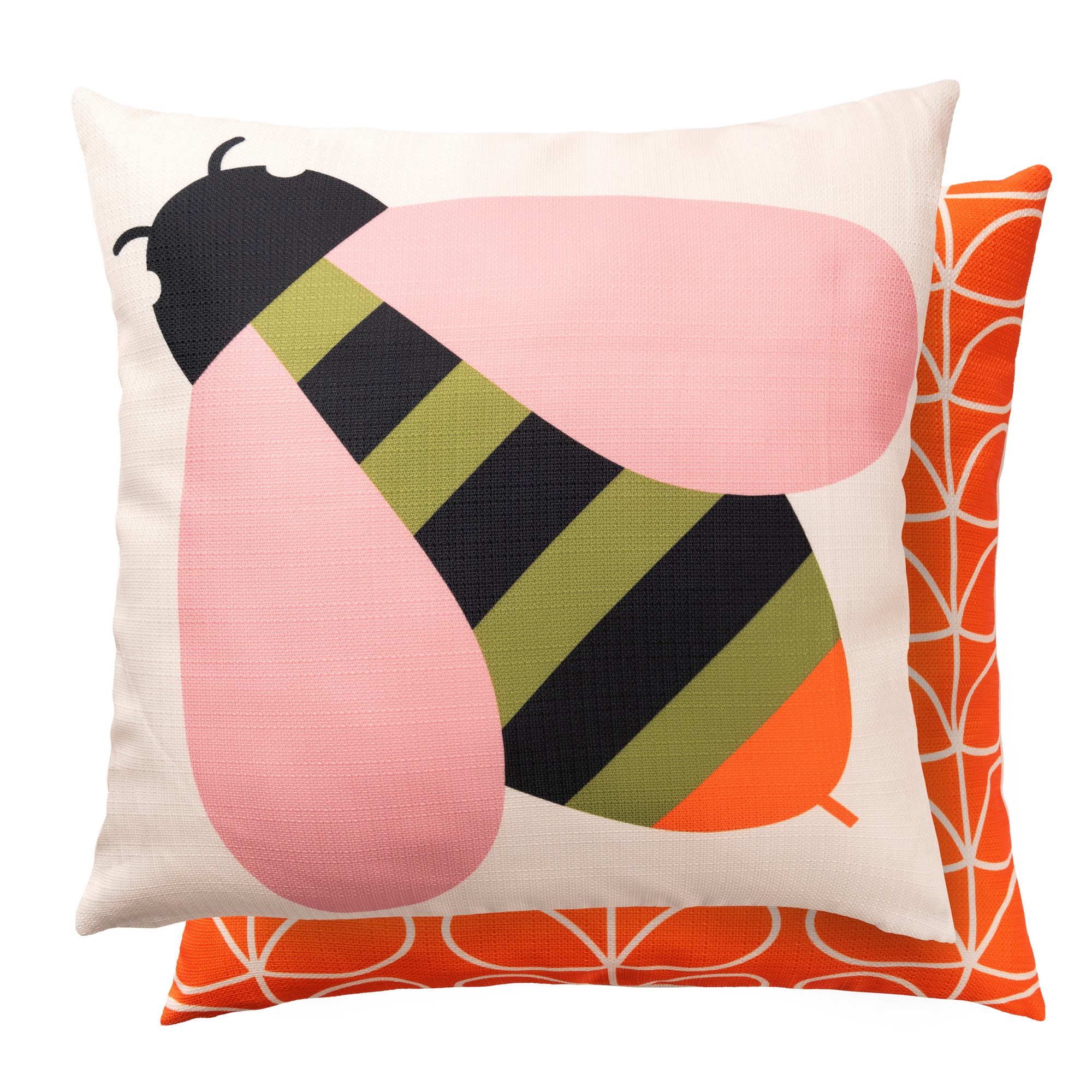 Busy Bee Stem Indoor Outdoor Cushion By Orla Kiely In Pink